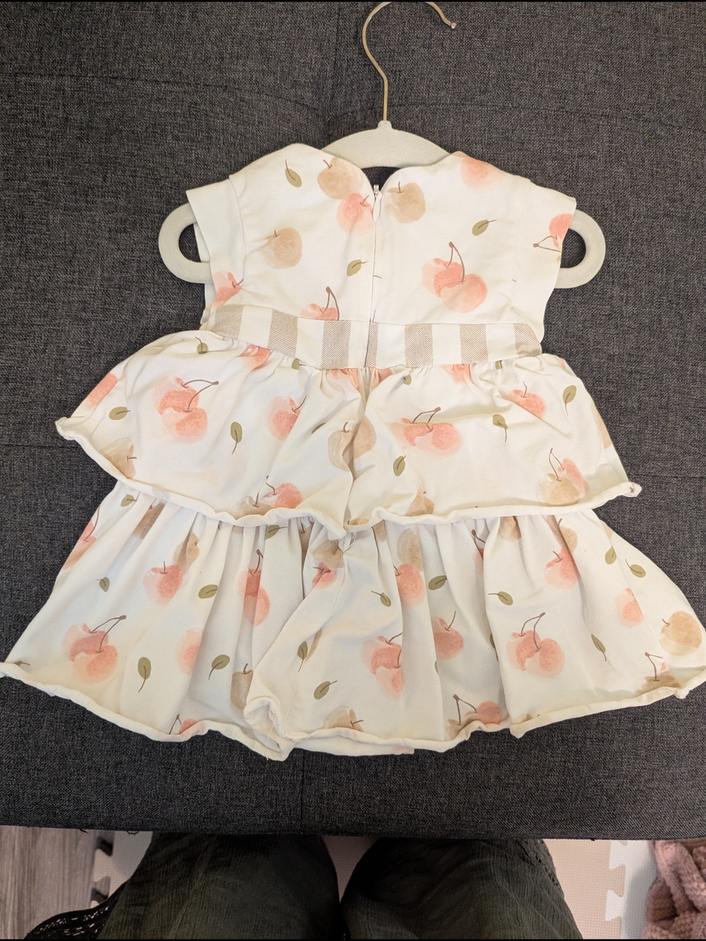 Mayoral Tiered White Baby Dress with Peach Print - Picture 2 of 6